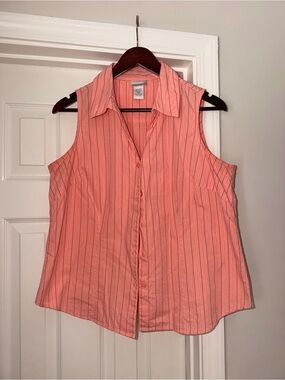 Fashion Bug Coral Pink Sleeveless Button-Down Shirt